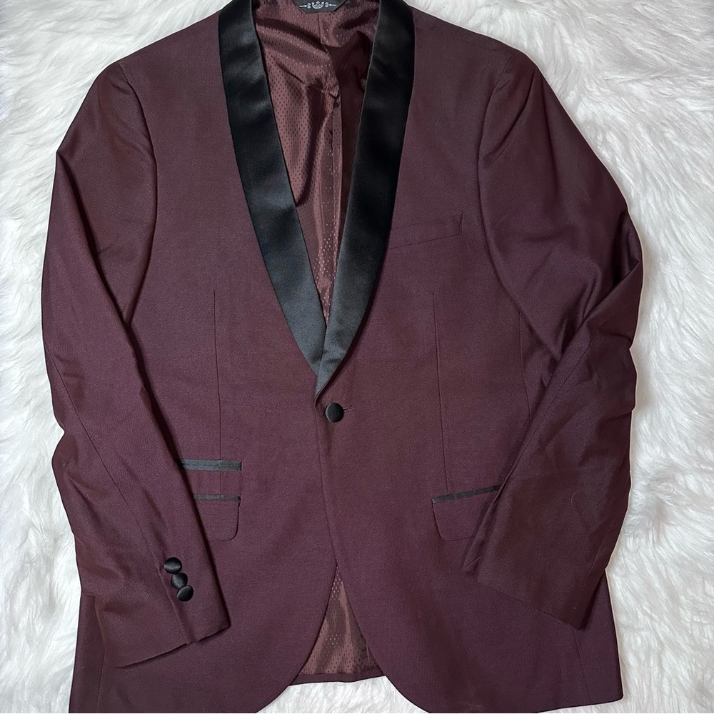 Mens West End Burgundy Suit Jacket Blazer